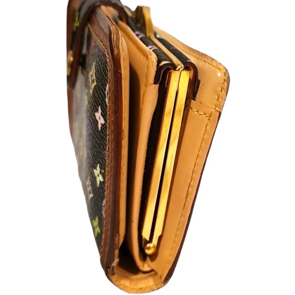 🩷 Murakami Porte-Monnaie Viennois French Kisslock Wallet Black Multicolore LV - Picture 6 of 11
